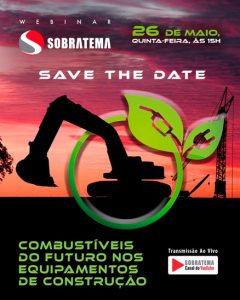 Webinar da Sobratema mostrará o futuro dos combustíveis no setor de equipamentos para construção