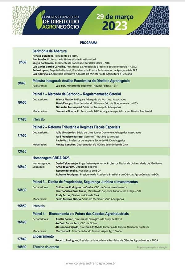 3º Congresso Brasileiro de Direito do Agronegócio debaterá quatro temas para o futuro do setor