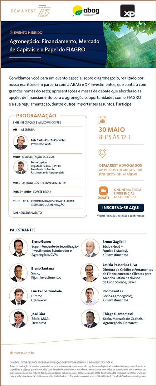 Demarest promove debate sobre financiamento para o agronegócio