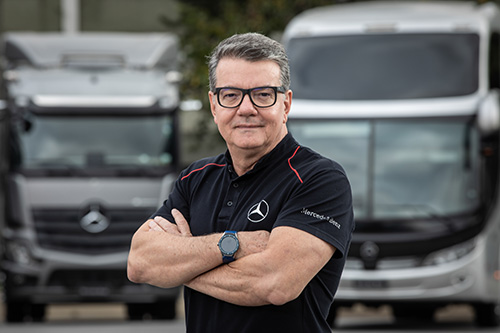 Caminhões e ônibus Mercedes-Benz são referências em tecnologias de segurança