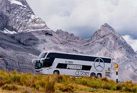 Novos ônibus rodoviários Mercedes-Benz O 500 economizam até 10% de combustível nas elevadas altitudes dos Andes