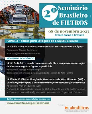 Uso de membranas em tratamento de esgoto é um dos temas do Seminário Brasileiro de Filtros