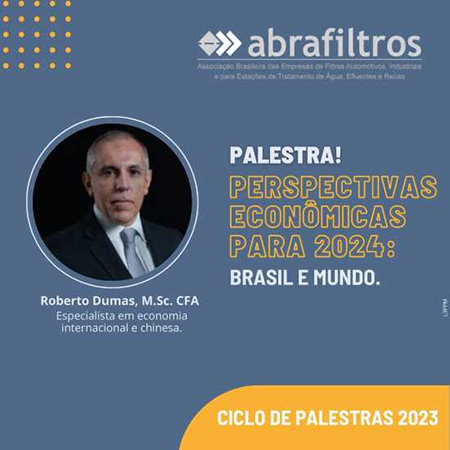 Palestra da Abrafiltros com economista aponta que economia brasileira cresce 3,2% em 2023 e previsão é de desaceleração para 2024