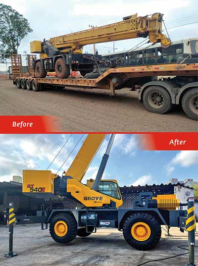 Grove RT540E reformado em tempo recorde pela equipe da Manitowoc no Brasil