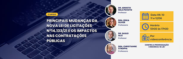 Torne sua empresa mais competitiva ! Curso Online Ao Vivo referente as Principais Mudanças da Nova Lei de Licitações nº14.133/21 - RHS LICITAÇÕES
