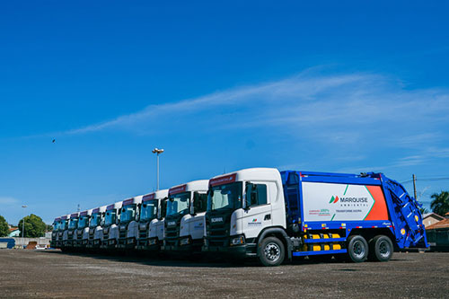 Marquise Ambiental recebe novo lote de caminhões Scania movidos a biometano