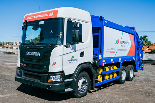 Marquise Ambiental recebe novo lote de caminhões Scania movidos a biometano