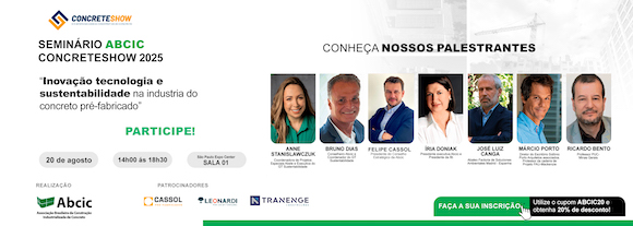 No dia 20 de agosto, a Associação Brasileira da Construção Industrializada de Concreto (Abcic) promoverá, durante o Concrete Show 2025, o Seminário Inovação, Tecnologia e Sustentabilidade na indústria de pré-fabricados de concreto, com o intuito de apresentar o posicionamento do setor nas questões ambientais e como as empresas têm investido em Pesquisa & Desenvolvimento (P&D) e na adoção de novas tecnologia para atender as demandas por produtividade e eficiência na construção civil. “A industrialização da construção civil tem assumido um papel ainda mais relevante para superar desafios ligados à produtividade, escassez de mão de obra e maior rentabilidade e previsibilidade de custos. Face aos desafios em relação a pauta ambiental, a pré-fabricação de concreto será fundamental para atender as metas globais de emissões em 2030 e 2050”, afirma a engenheira Íria Doniak, presidente executiva da Abcic. O propósito do evento, segundo Íria, é trabalhar esses três temas fundamentais para o contínuo avanço e desenvolvimento da indústria de fundações, estruturas e fachadas pré-fabricadas, apontando os caminhos que estão sendo trilhados pelo setor para beneficiar a sociedade brasileira. “Neste aspecto, disseminar informações sobre o sistema construtivo é fundamental para abrir novas perspectivas, oportunidades e visão estratégica”, destaca. A programação terá início às 14h, com a abertura de Felipe Cassol, presidente do Conselho Estratégico da Abcic, e de Bruno Dias, conselheiro da Abcic e coordenador do GT Sustentabilidade. A primeira palestra será do arquiteto Márcio Porto, diretor da Sidonio Porto Arquitetos Associados, que versará sobre o tema “Arquitetura, inovação e sustentabilidade: Uma visão através a industrialização, com ênfase na pré-fabricação em concreto”. Na sequência, o professor Ricardo Couceiro Bento, da PUC-Campinas, ministrará a palestra “Tecnologia ultrassônica aplicada à produção de concreto visando a redução de emissões e custos”. Logo após, Anne Elize Puppi Stanislawczuk, coordenadora de Projetos Especiais da Abcic, abordará o assunto “Perspectiva Ambiental e a Industrialização em Concreto, o estágio atual das ações em implementação pela indústria de estruturas, fachadas e fundações de concreto pré-fabricado no Brasil”, seguido por consultor espanhol José Luiz Canga Cabañes, diretor técnico da Abaleo Factoria de Soluciones Ambientales, que proferirá a apresentação “Desenvolvimento, implementação e benefícios da Declaração Ambiental de Produto (DAP) setorial”. Ao final, Íria coordenará a mesa redonda com os palestrantes. A Abcic, que apoia a realização do Concrete Show desde sua primeira edição, também terá um estande institucional para apresentar todas as iniciativas desenvolvidas pela entidade para o desenvolvimento do sustentável da construção industrializada de concreto no país, como o Selo de Excelência da ABCIC, programa de certificação que atesta a qualidade, desempenho, segurança e sustentabilidade das fábricas e empresas associadas, as publicações técnicas, incluindo as obras lançadas no ano passado: Coletânea de Obras Brasileiras Pré-Fabricados em Concreto – Edifícios Altos, que apresenta o estado da arte da pré-fabricação em concreto no Brasil, desde edifícios de múltiplos pavimentos até os mais altos, e a tradução para o português do Boletim 101: Concreto Pré-Moldado em Edifícios Altos, da International Federation for Structural Concrete (fib), que é uma referência internacional sobre a aplicação de pré-fabricação em concreto em edifícios de grande altura.