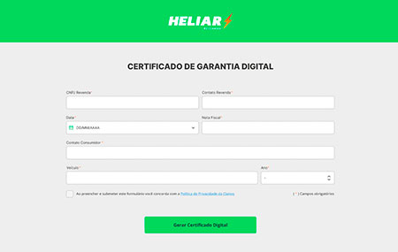 Heliar inova processo de garantia com Certificado Digital para baterias