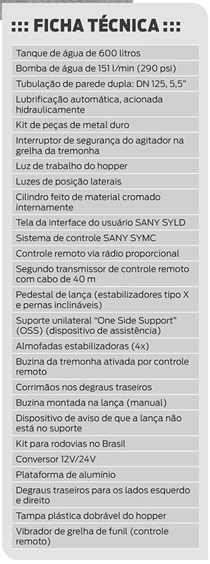Autobomba de Concreto SANY com lança e suporte total Putzmeister