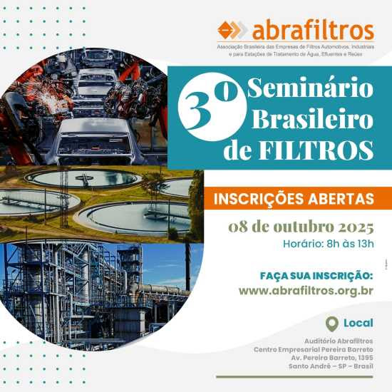 Abrafiltros realiza 3º Seminário Brasileiro de Filtros no dia 8 de outubro