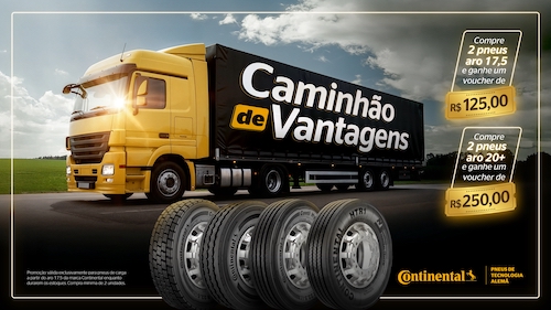 Continental lança promoção acumulativa no segmento de carga, com vale-presentes na compra de pares de pneus