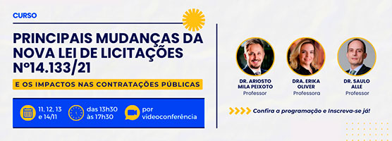 Videoconferência referente as Principais Mudanças da Nova Lei de Licitações nº14.133/21 e os Impactos nas Contratações Públicas.