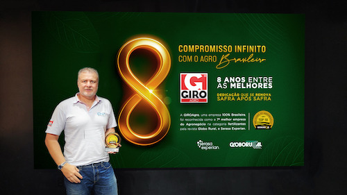 GIROAgro é reconhecida pela 8ª vez consecutiva entre as melhores indústrias de fertilizantes do Brasil
