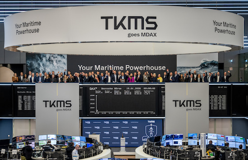 Entrada no MDAX: TKMS celebra oficialmente sua ascensão ao MDAX com o toque do sino no pregão da Bolsa de Frankfurt