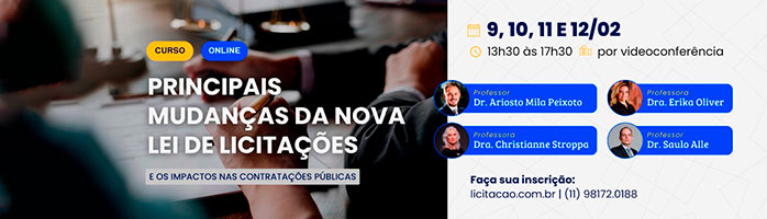 Videoconferência referente as Principais Mudanças da Nova Lei de Licitações nº14.133/21 e os Impactos nas Contratações Públicas.