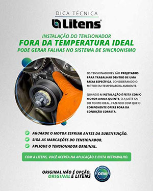 Dica técnica Litens: Instalação do tensionador fora da temperatura ideal pode gerar falhas no sistema de sincronismo