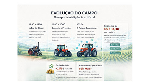 Do vapor à inteligência artificial: como a evolução das máquinas transformou o campo brasileiro