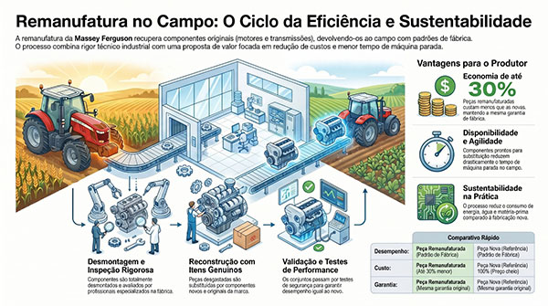 Remanufatura de peças prolonga a vida útil das máquinas agrícolas