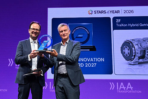 ZF recebe Prêmio "Truck Innovation Award 2027" para o sistema de transmissão híbrida TraXon para aplicações pesadas